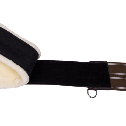 QHP Leather Stud Girth with removable faux fur