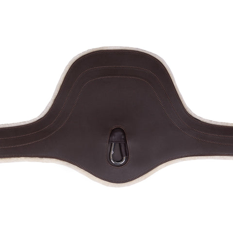 QHP Leather Stud Girth with removable faux fur