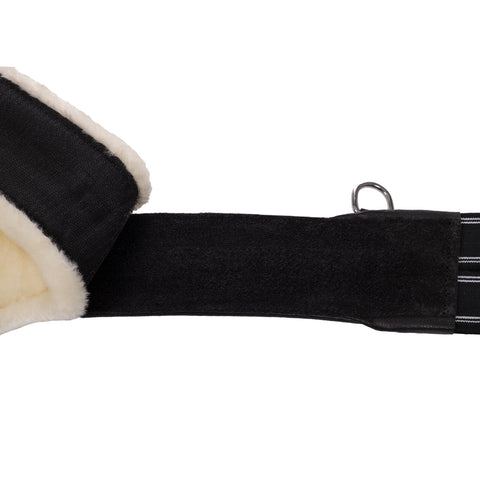 QHP Leather Stud Girth with removable faux fur