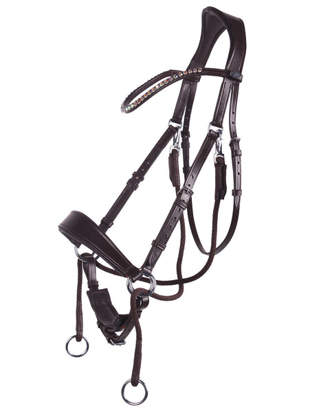 QHP Brown Leather Bitless Bridle